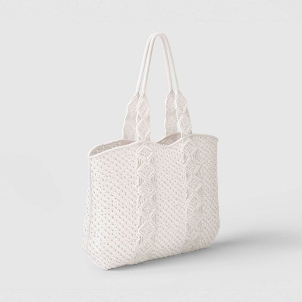 Threshold - Crosshatch Macrame Tote Bag Ivory - Threshold Ivory